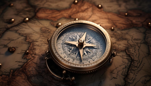 A compass on a map