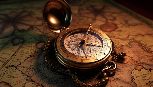 A compass on a map