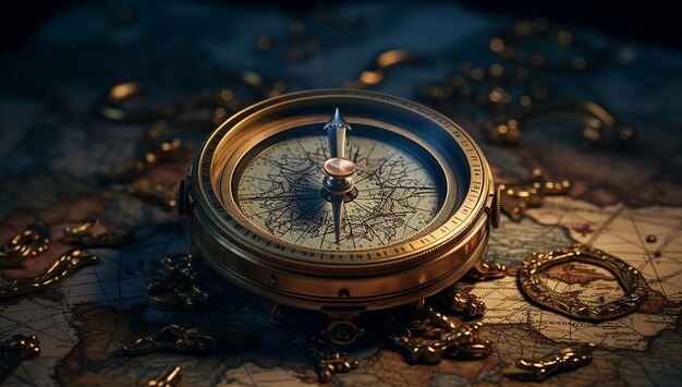 A compass on a map