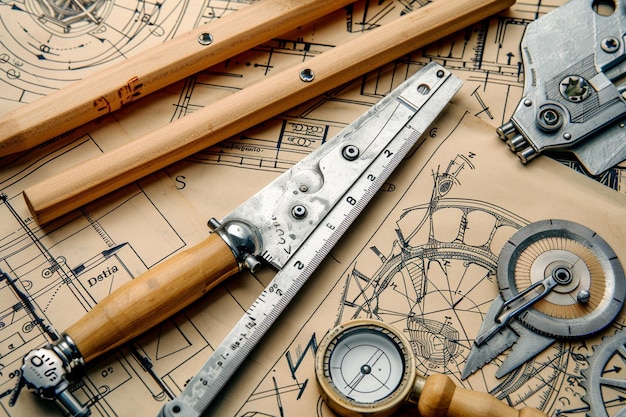 a compass and a pocket watch on a table with other items