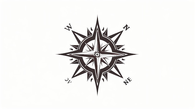 Photo compass rose symbol with compass points