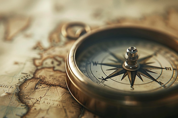 a compass sits on a map with the words  compass  on it