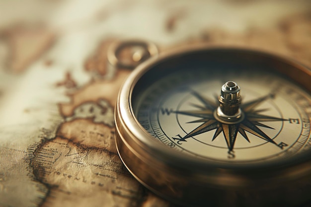 a compass sits on a map with the words  compass  on it