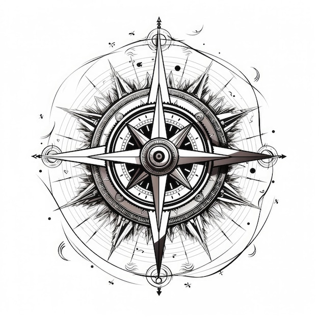 Photo compass tattoo isolated on white background