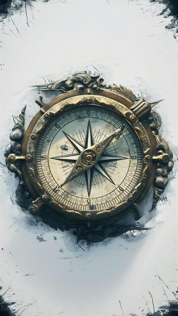 Compass on a white background 3d illustration vintage style