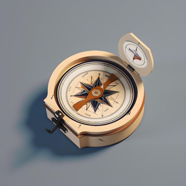 A compass with low poly style