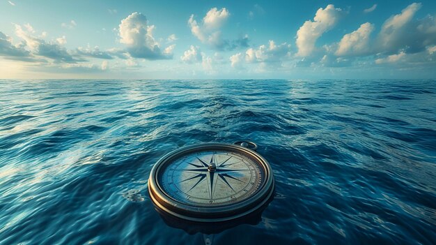 Photo a compass with the word compass on the top of the water