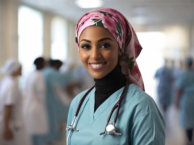 Compassionate healthcare in a 4K photo as a hijabwearing nurse