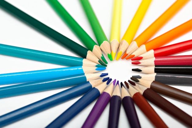 Complete set of coloring pencils with white background