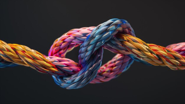 Photo complex bond intricate multicolor rope knot