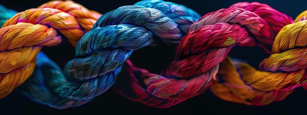 Photo complex bond intricate multicolor rope knot