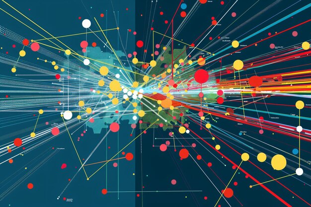 Photo complex network of connections creating a data visualisation