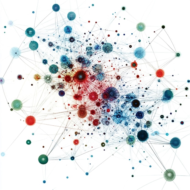 A complex network graph representing connections and patterns uncovered by big data analytics