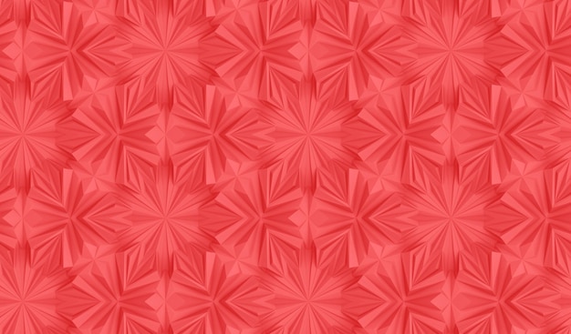 Complex volumetric seamless pattern Living Coral color  3D illustration