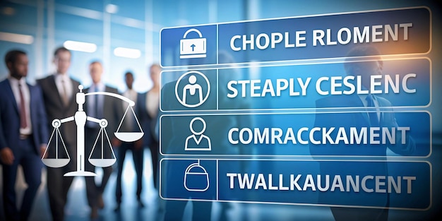 Photo compliance with employment laws and regulations labor laws concept laws aim to protect workers from discrimination harassment unsafe working conditions and unfair treatment