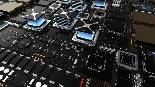 Components of quantum computer parts next generation computer technology concept