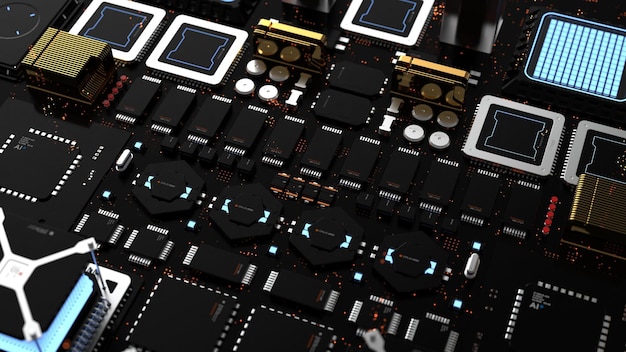 Components of quantum computer parts next generation computer technology concept