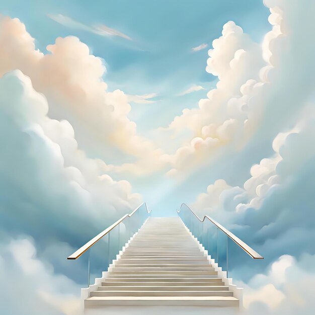 Photo composer vision stairway in harmony with blue sky create beautiful enclave