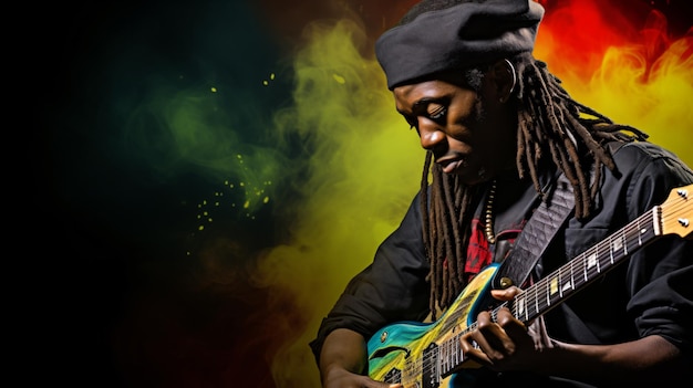 Composite image of an african american guitarist