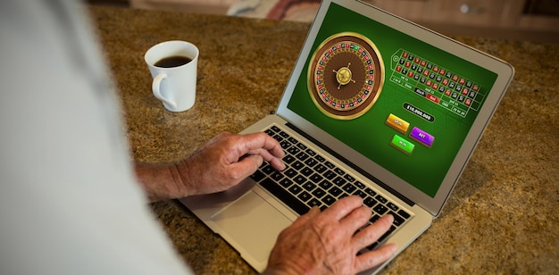 Composite image of online roulette game