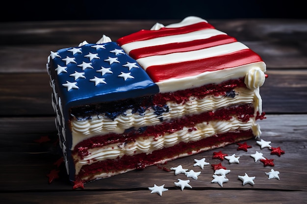 Composition of american flag stars and cake