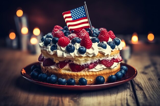 Composition of american flag stars and cake