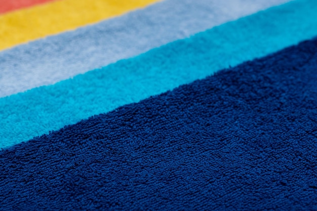 Composition of colored cotton towels the concept of softness and purity