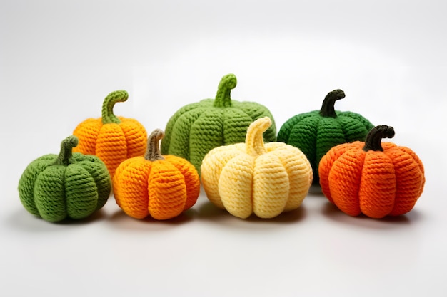 Composition of crocheted pumpkins