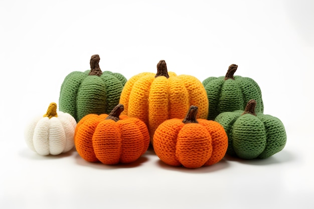 Composition of crocheted pumpkins