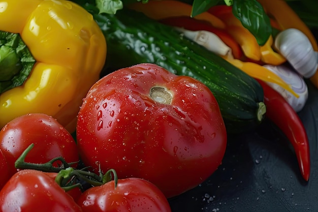 Photo composition of different vegetables closeup