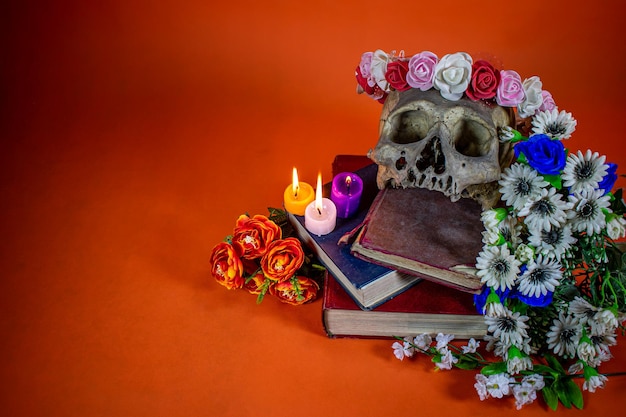 Composition for Halloween and Dia de Los Muertos, with space to insert text