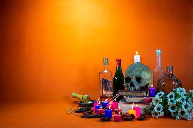 Composition for Halloween party or Day of the Dead.
with space to insert text