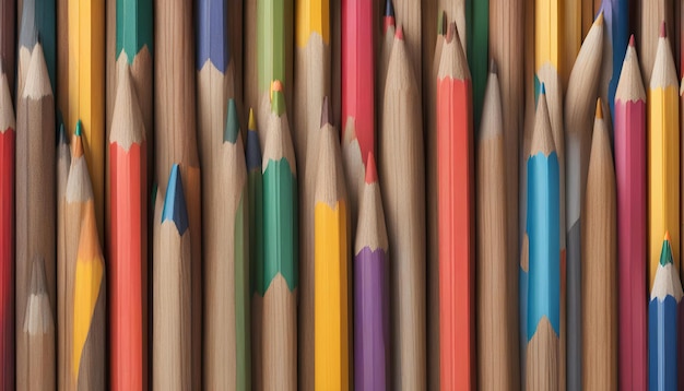 A composition of pencils of wood in a variety of colors