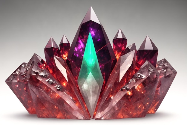 Composition of several crystals and gemstones of various colors Natural minerals A druse of precious stones Generative AI