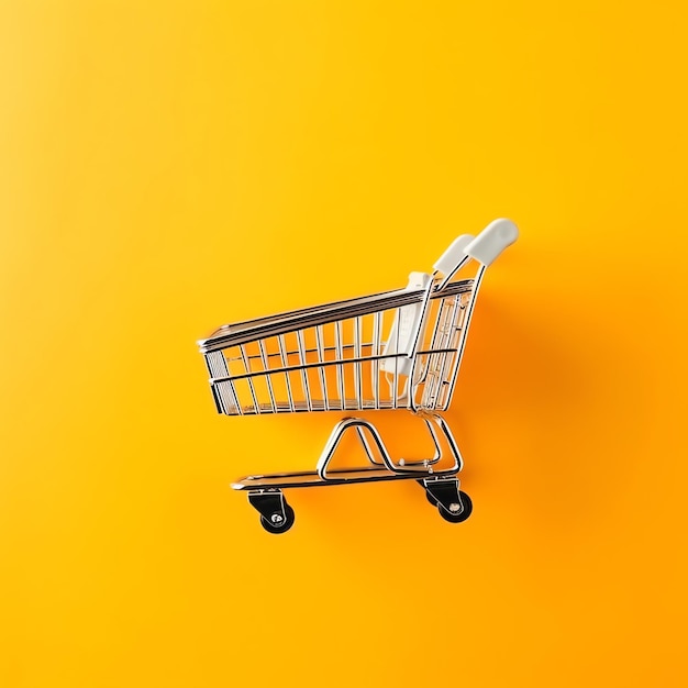 Composition of shopping cart or trolley with gift boxes or bags Cyber monday sales or shopping day