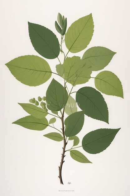 Composition of twig and leaves