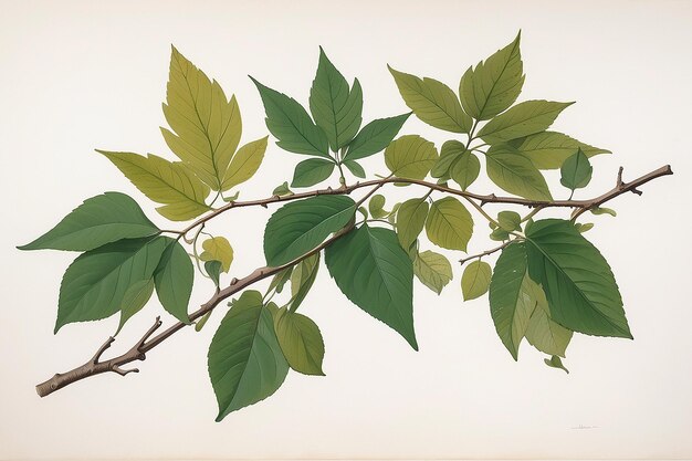 Composition of twig and leaves