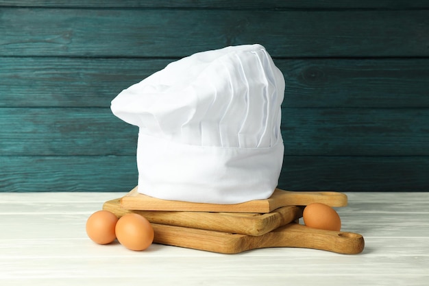 Composition with chef hat for concept of cooking