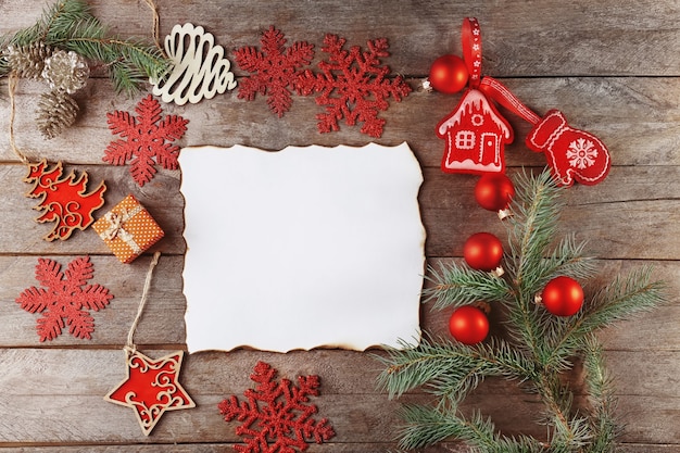 Composition with letter to Santa Claus on wooden table