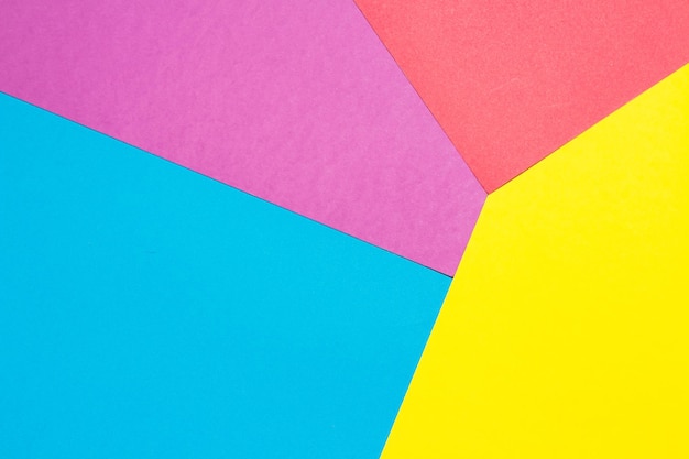 Composition with purple, blue, pink and yellow sheets