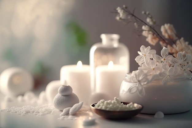 Composition with spa items and cosmetics