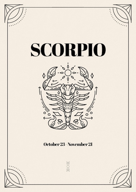 Composition for zodiac sign with monochrome drawing