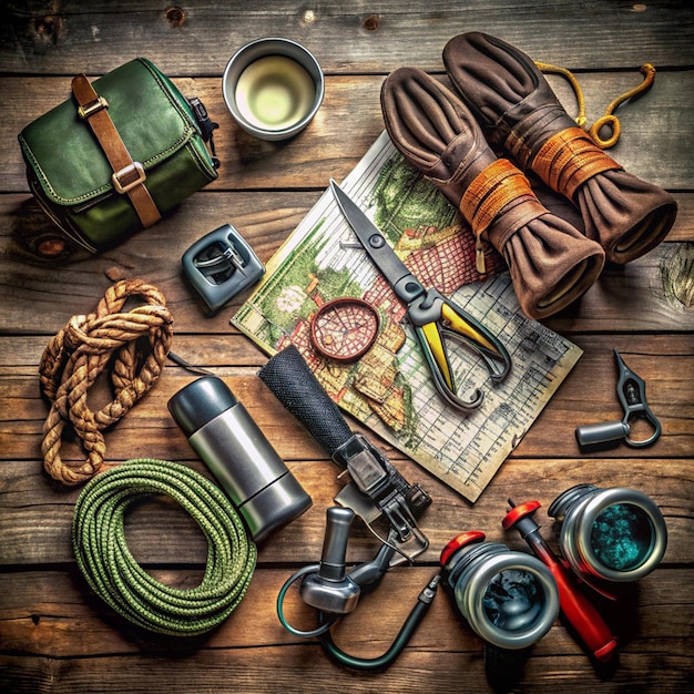 Photo a comprehensive adventure equipments collection