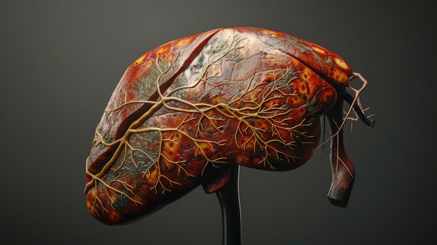 Photo comprehensive anatomical illustrations of the human liver