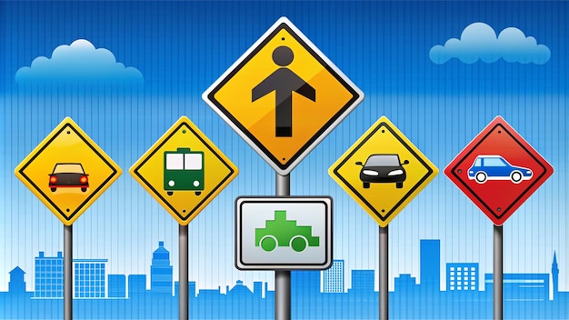 Photo comprehensive traffic signs illustration for road safety education