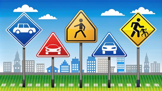 Photo comprehensive traffic signs illustration for road safety education