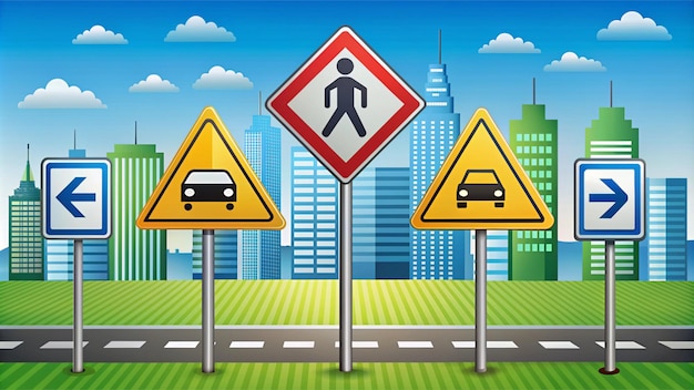 Photo comprehensive traffic signs illustration for road safety education