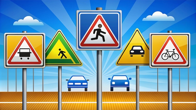 Photo comprehensive traffic signs illustration for road safety education