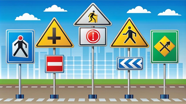 Photo comprehensive traffic signs illustration for road safety education