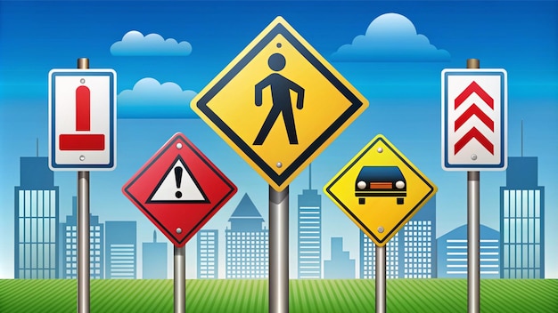 Photo comprehensive traffic signs illustration for road safety education